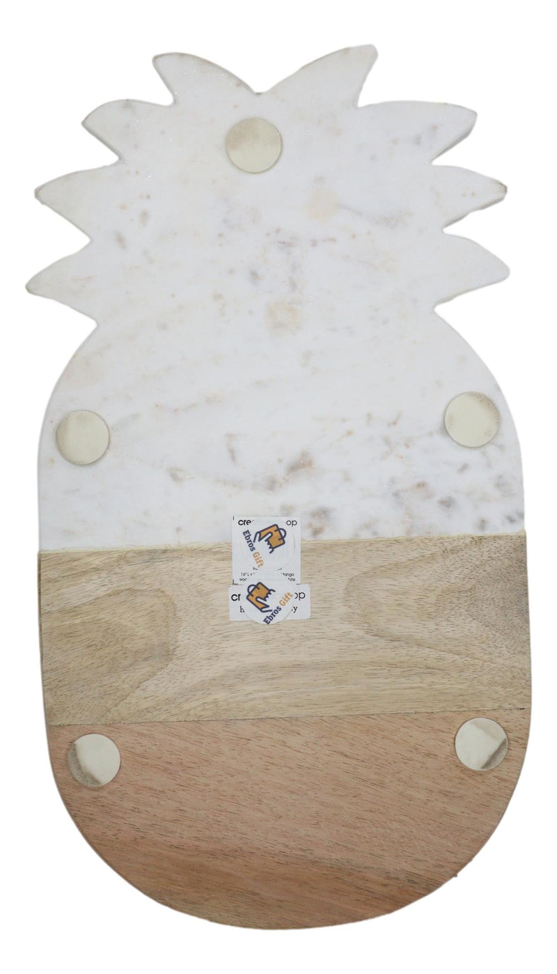 White Marble And Mango Wood Pineapple Cheese Board Cutting Tray With Gold Inlay
