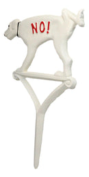 Cast Iron Keep Off The Grass No! Peeing Dog White Garden Stake Sign 12"H
