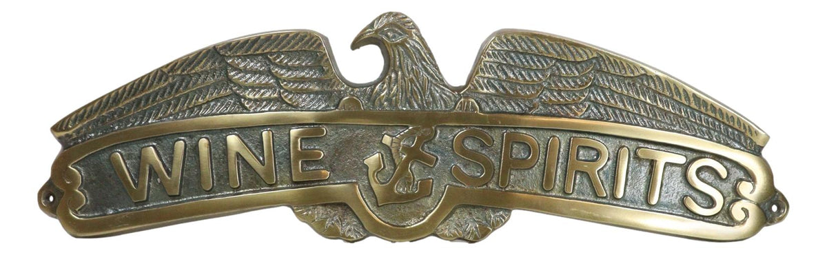 Marine Bald Eagle Sailor Anchor Wine And Spirits Aluminum Wall Decor Plaque - Ebros Gift