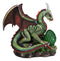 Fantasy Green And Red Volcano Dragon Guarding LED Scaled Egg Decorative Figurine