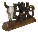 Rustic Western Texas Word Art Cow Skull Cowboy Hat Ropes Horseshoe Desk Plaque
