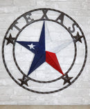 Western Patriotic Lone Star State Texas With 4 Stars Metal Wall Circle Sign 24"D