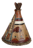 Rustic Western Bison Tribal Indian Teepee Hut Money Coin Savings Bank Figurine