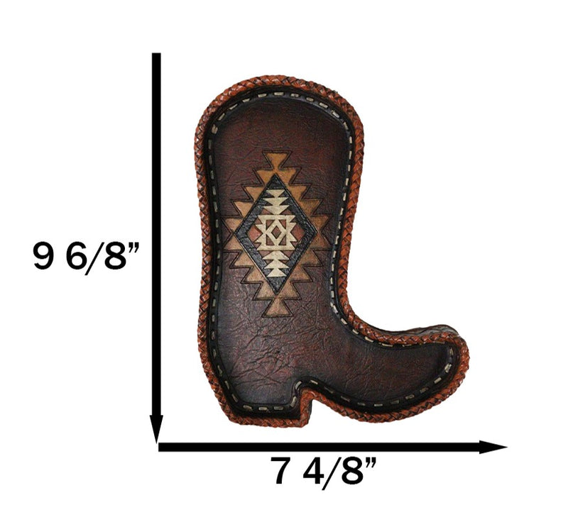 Southwest Rustic Aztec Navajo Diamond Pattern Cowboy Boot Jewelry Coin Dish Tray