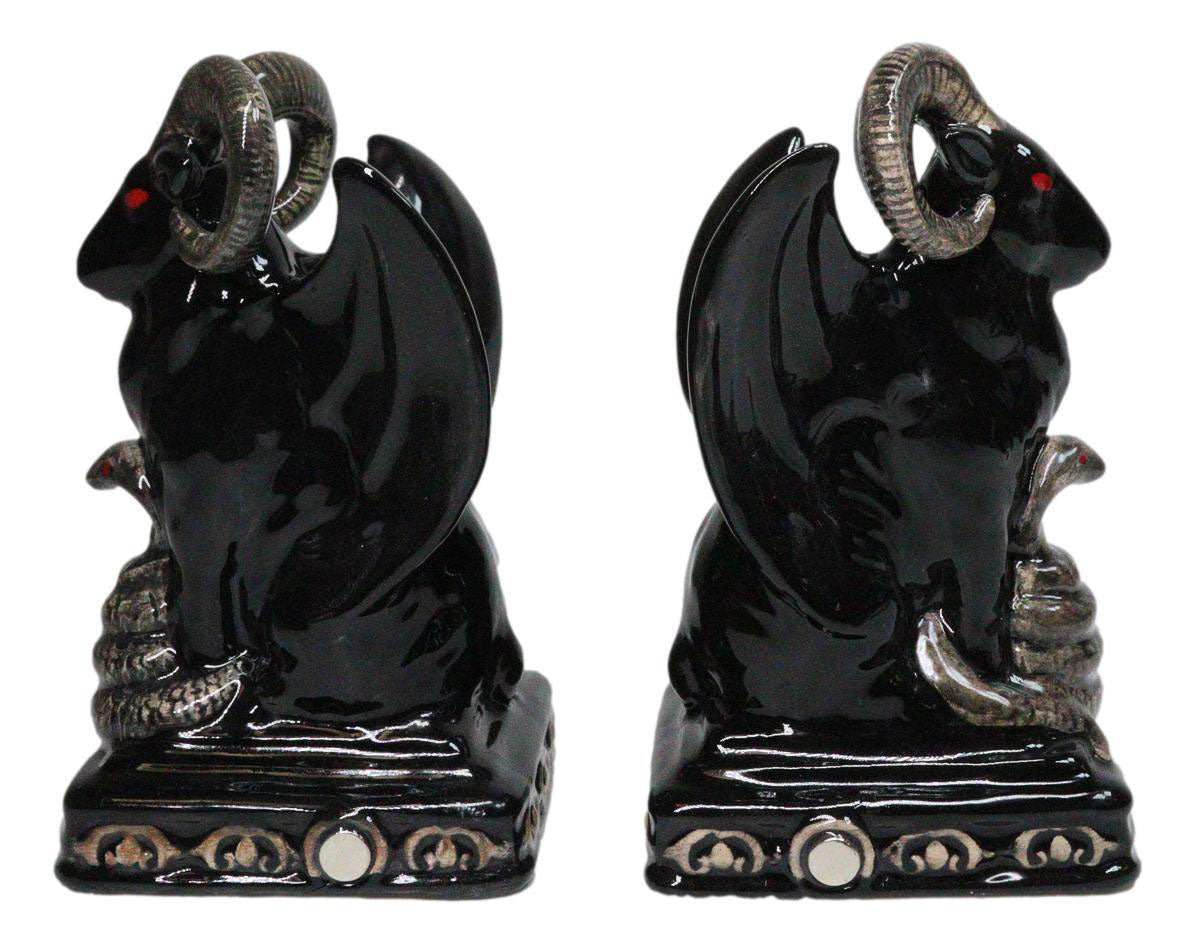 Ceramic Sabbatic Goat Baphomet With Cobra Ceramic Salt And Pepper Shakers Set