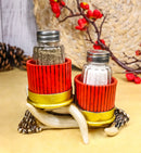 Western Entwined Stag Deer Antlers With Shotgun Bullets Salt Pepper Shakers Set