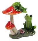 Love Affair Green Pond Frogs Couple in Courtship by Toadstool Mushrooms Figurine