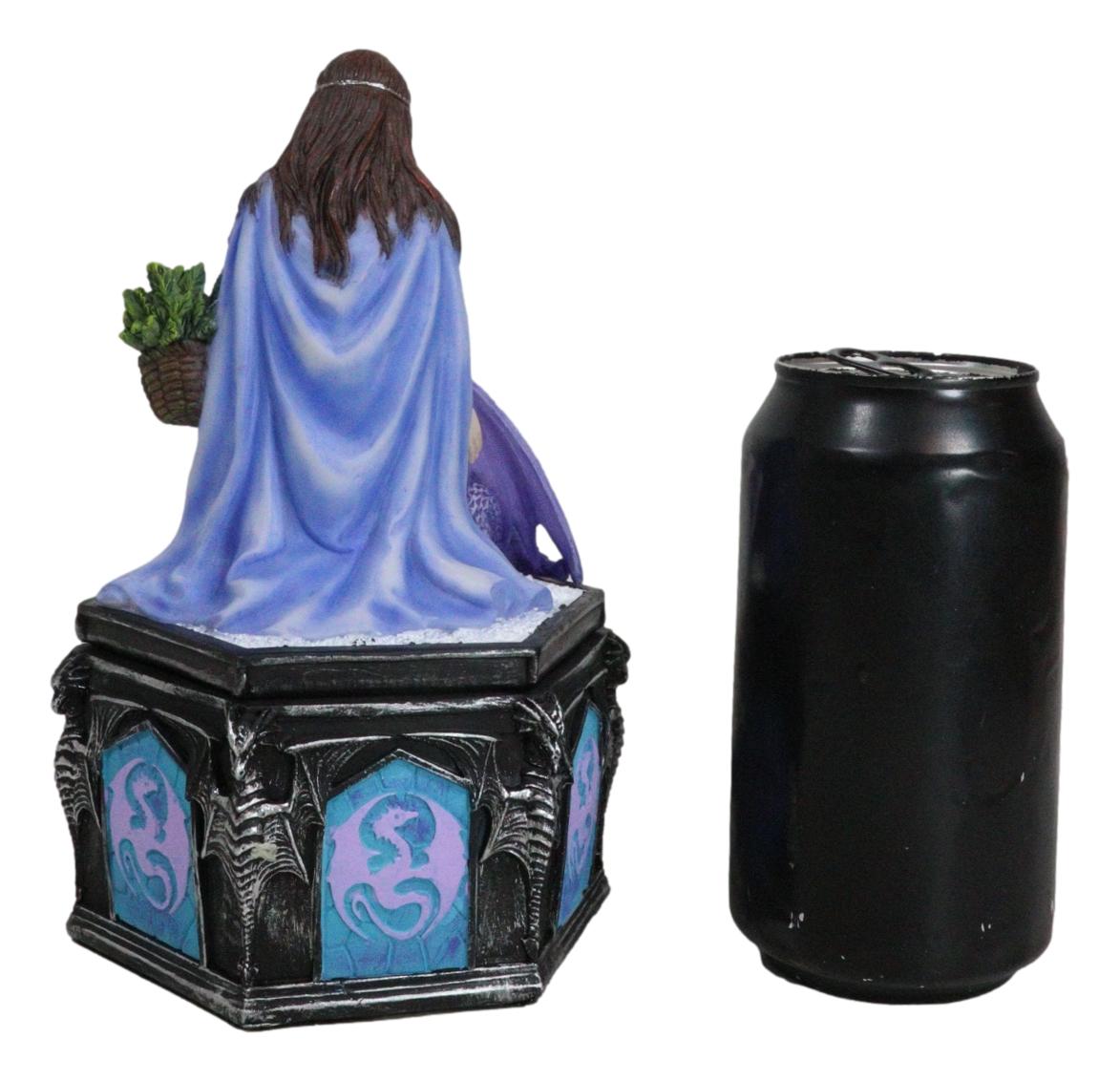 Fantasy Four Seasons Winter Friendship Fairy With Dragon Decorative Box Figurine
