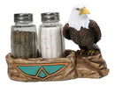 Wild Heritage Bald Eagle On Rock Southwestern Symbol Salt & Pepper Shaker Holder