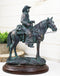 Western Ranger Cowboy With Hat On Bronco Horse Faux Bronze Verdigris Figurine
