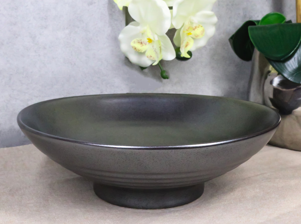 Pack Of 4 Ceramic Black Tetsu Kesho Collection Large Ramen Soup Dinner Bowl 36oz
