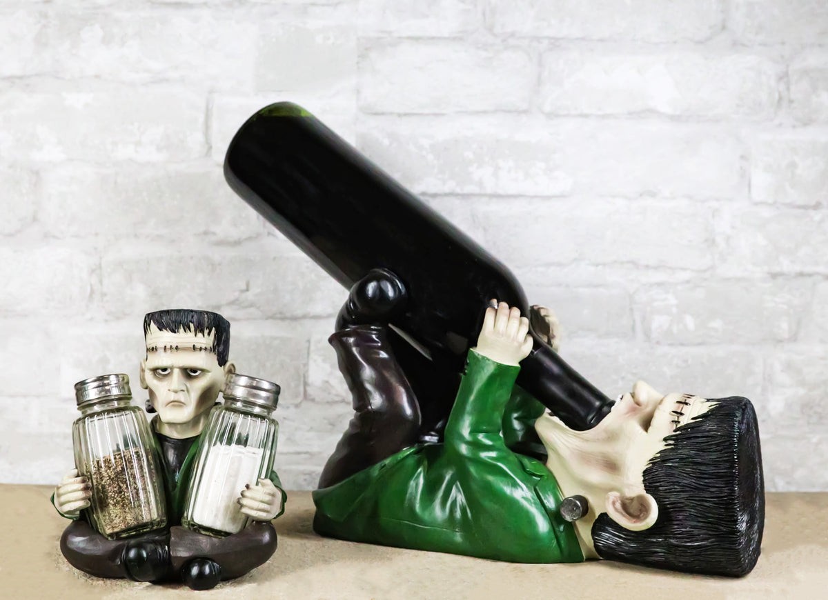 Dr Victor Frankenstein Wine Holder And Salt Pepper Shakers Holder Figurine Set