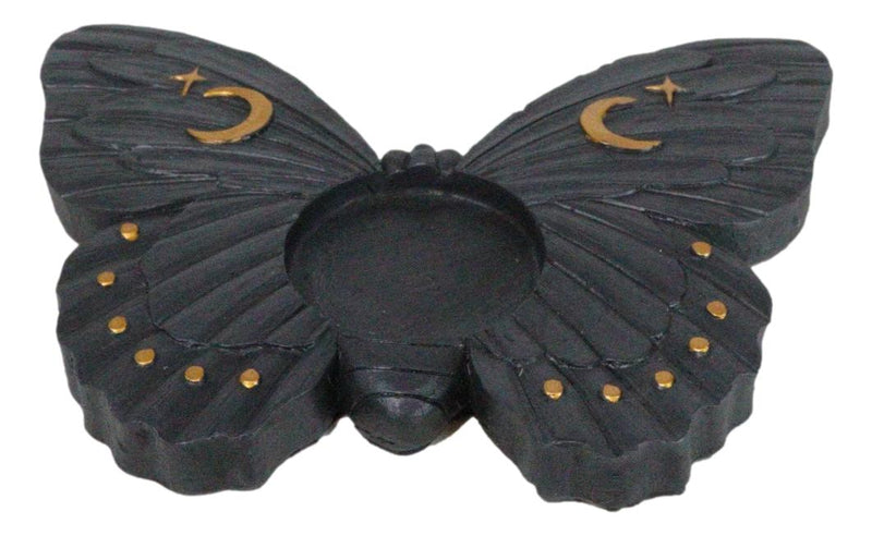 Wicca Metaphysical Celestial Moons Black Moth Votive Tealight Candle Holder