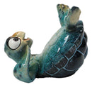 Comical Blue Shelled Sea Turtle On Back Flip Cell Phone Holder Stand Figurine