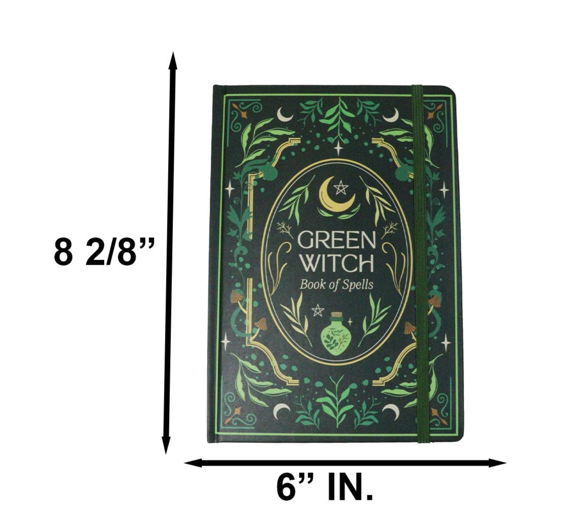 Ebros Gift Wicca Green Witch Book of Spells A5 Hardcover Notebook Journal