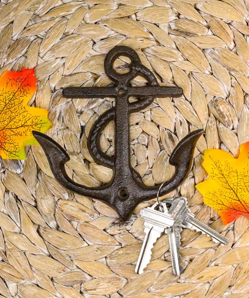 Set Of 2 Cast Iron Rustic Marine Sea Sailor Ship Anchor Double Wall Coat Hooks