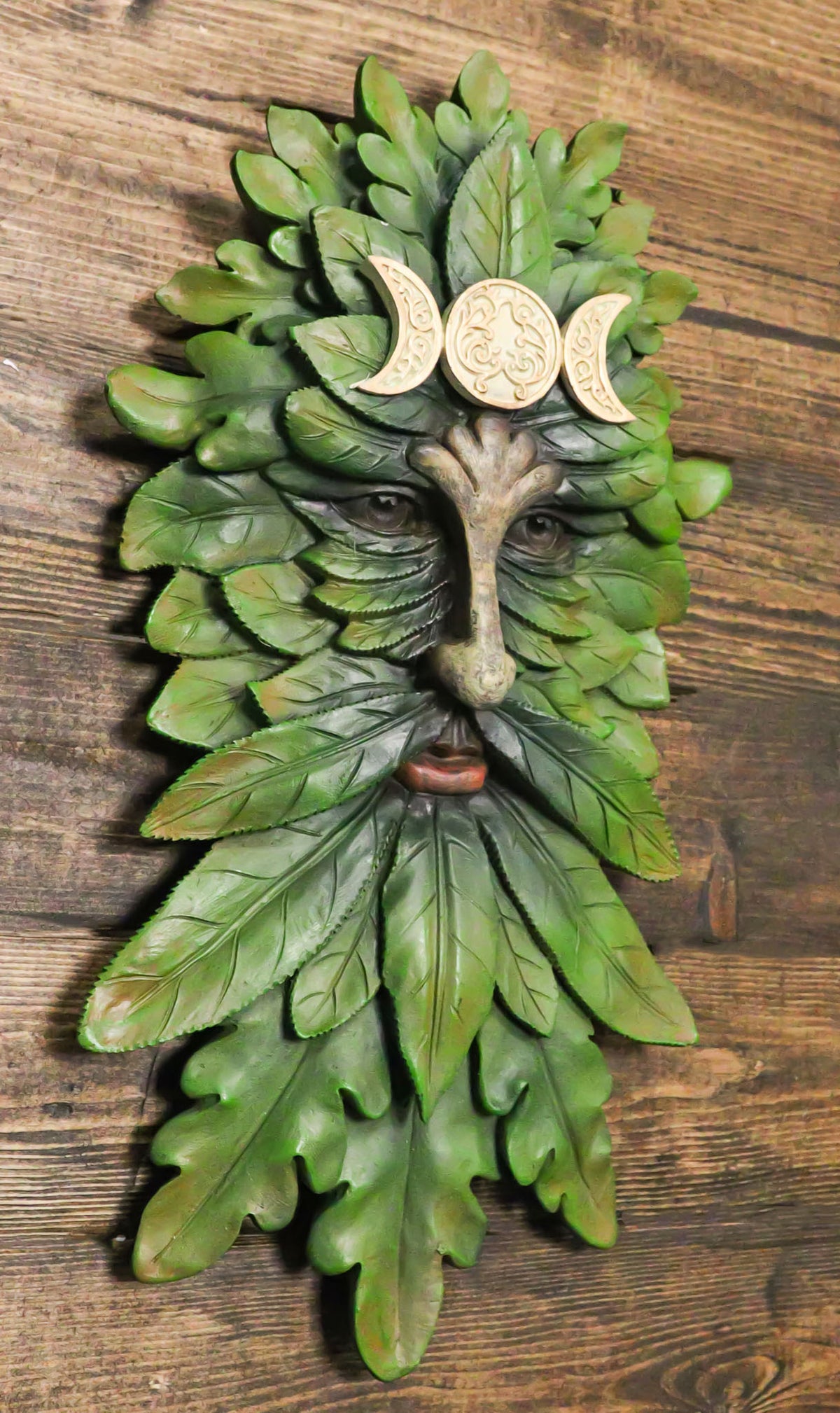 Nature Spirit God Celtic Greenman Wicca Triple Moon Tree Ent Wall Decor Plaque - Ebros Gift