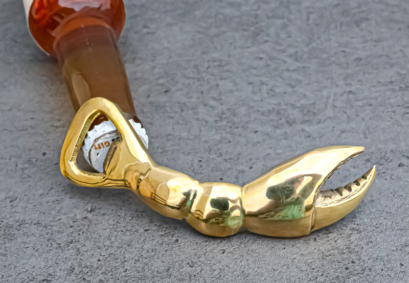 Solid Brass Nautical Marine Cajun Lobster Claw Hand Beer Bottle Cap Opener