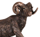 Ebros Gift Country Wildlife Animal Taxidermy Bighorn Sheep Ram Climbing on Sloping Rock Statue with Trophy Base 12" H Bronze Electroplated Resin Figurine Cabin Lodge Cottage Themed Decor Accent