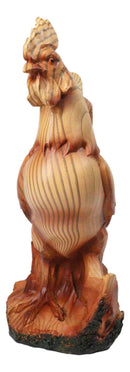 Rustic Farmhouse Rooster Figurine Faux Wood Carved Look Decorative Chicken