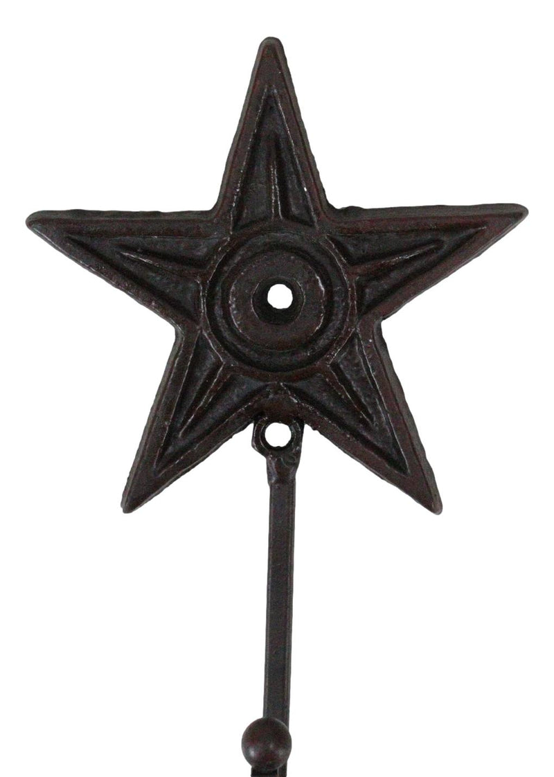 Cast Iron Rustic Western Star Wall Hanger Coat Jacket Towel Hook Set Of 4