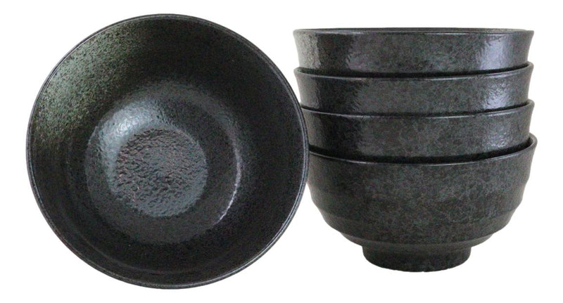 Pack Of 5 Grey Tone Hakumu Ceramic Soup Salad Rice Donburi Poke Bowls 24oz