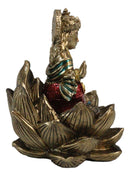 Hindu Goddess Of Fortune Lakshmi Meditating On Padma Lotus Flower Mini Figurine