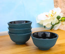 Teal Blue Textured Japanese Tetsubin Style Cast Iron Mini Tea Cups Set of 4