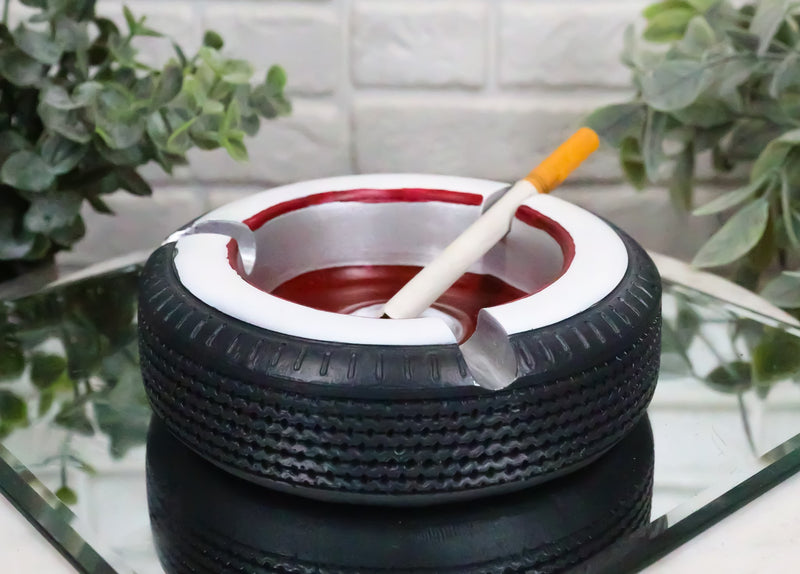Novelty American Classic Whitewall Wheel Tire Cigarette Ashtray Resin Figurine