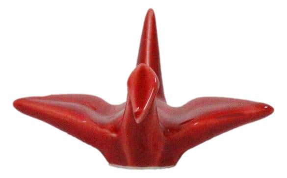 Ebros Set of 4 Ceramic Red Japanese Origami Crane Incense Stick Holders