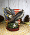 American Bald Eagle With Olive Branch Soaring by US Flag Desktop Figurine