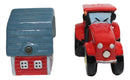 Ceramic Agricultural Country Farm Red Barn And Tractor Salt And Pepper Shakers