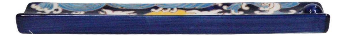 Ebros Moon Rabbit Blue Hand Painted Ceramic Incense Stick Holder Ash Catcher