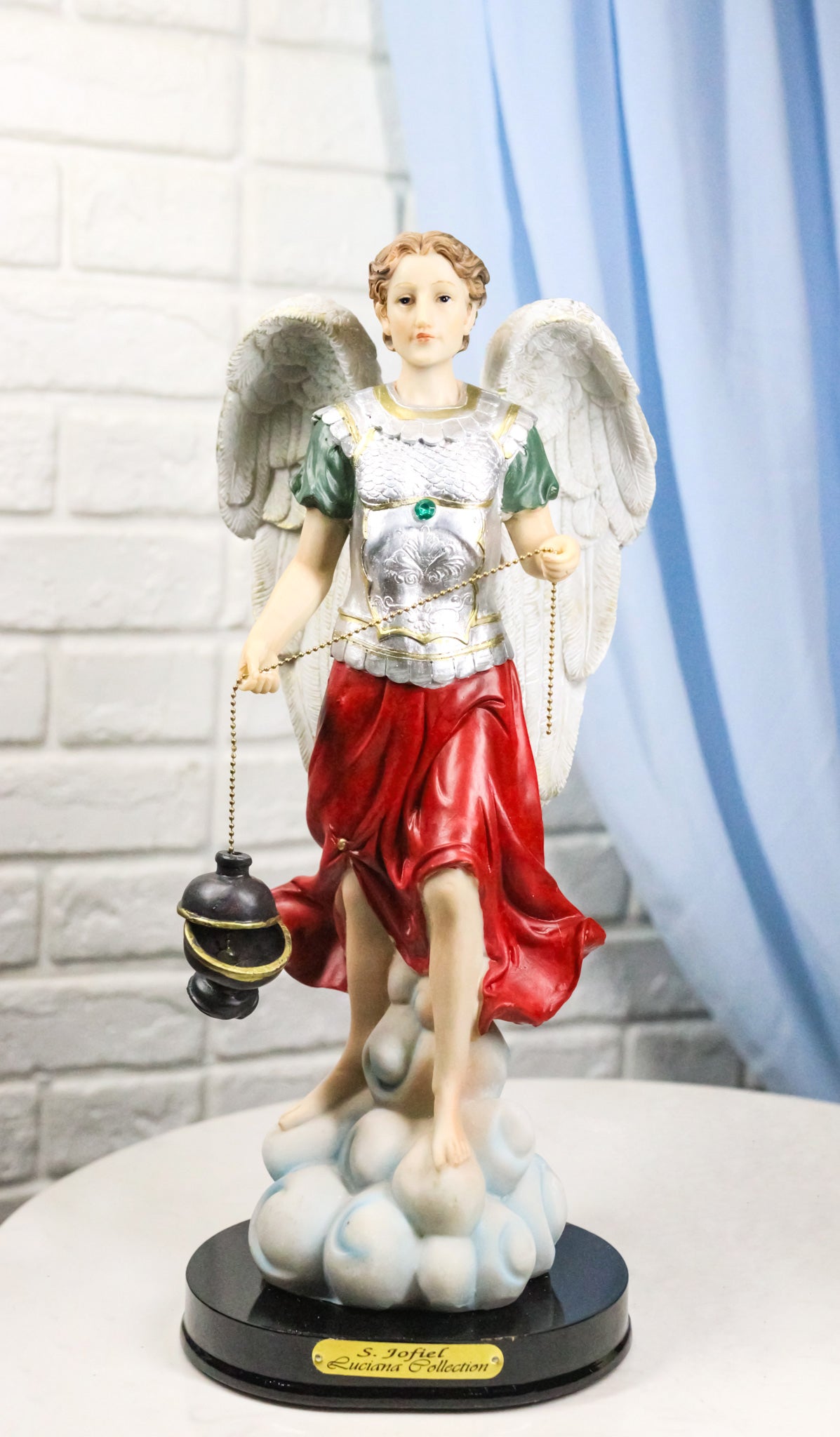 Archangel Saint Jofiel Carrying Censer Figurine With Base 12"H Angel Of Wisdom