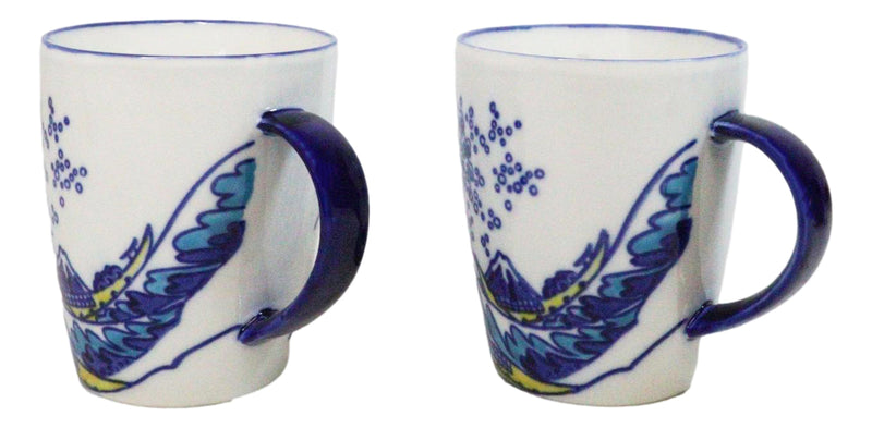 Pack Of 4 Japanese Hokusai Great Wave Mount Fuji Ceramic Mug Cups 12oz