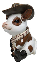 Western Brown Spotted Texas Longhorn Cow With Cowboy Hat And Boots Figurine