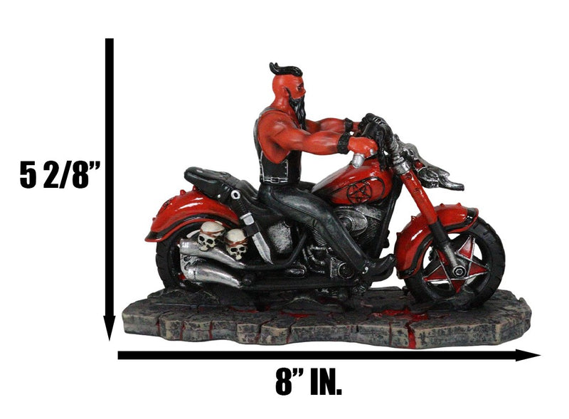 Red Inferno Devil Demon Motorcycle Chopper Biker With Pentagram Jacket Figurine