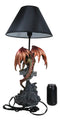 Red Gold Armored Dragon On Celtic Knotwork High Cross With Crystal Table Lamp