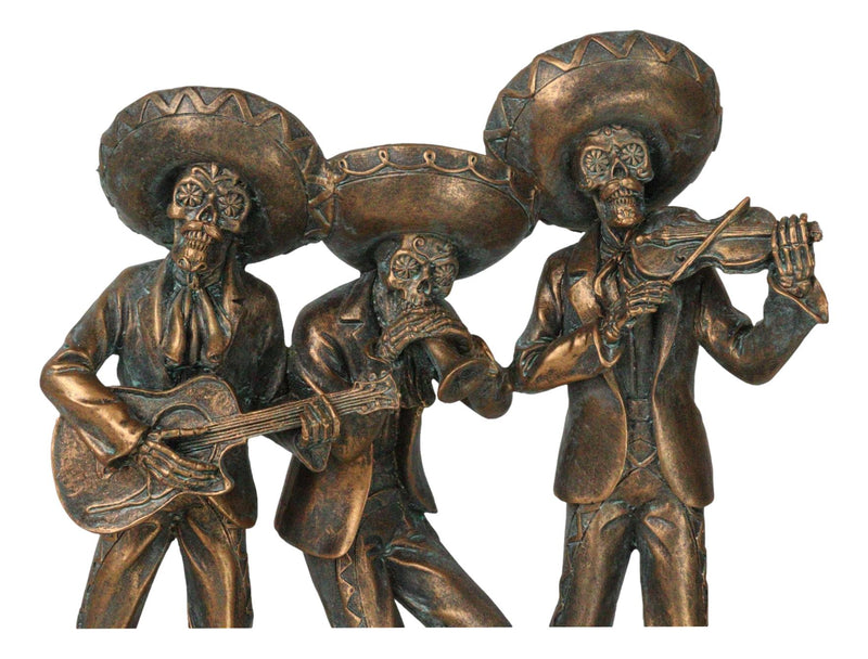 Day of The Dead Skeleton Mariachi Trio Guitarron Trumpet And Violin Figurine