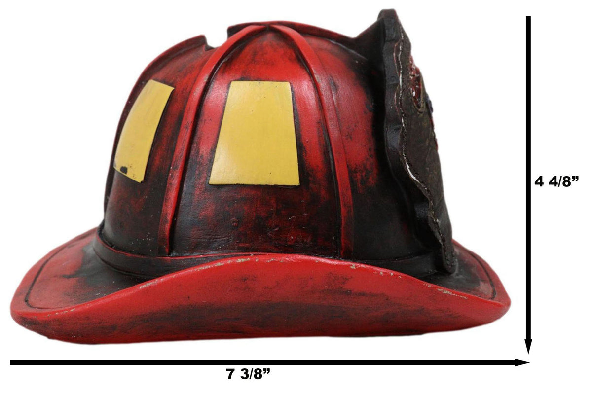 Fire Fighter Station 1 Fireman Hat With US Flag Money Coin Savings Piggy Bank - Ebros Gift