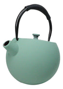 Pastel Green Minimalistic Tilted Round Cast Iron Teapot 28oz Tea Pot With Handle