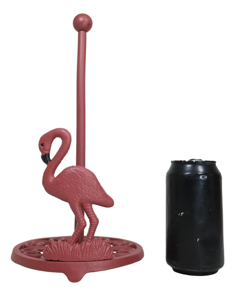 Cast Iron Tropical Birds of Paradise Pink Flamingo Kitchen Paper Towel Holder