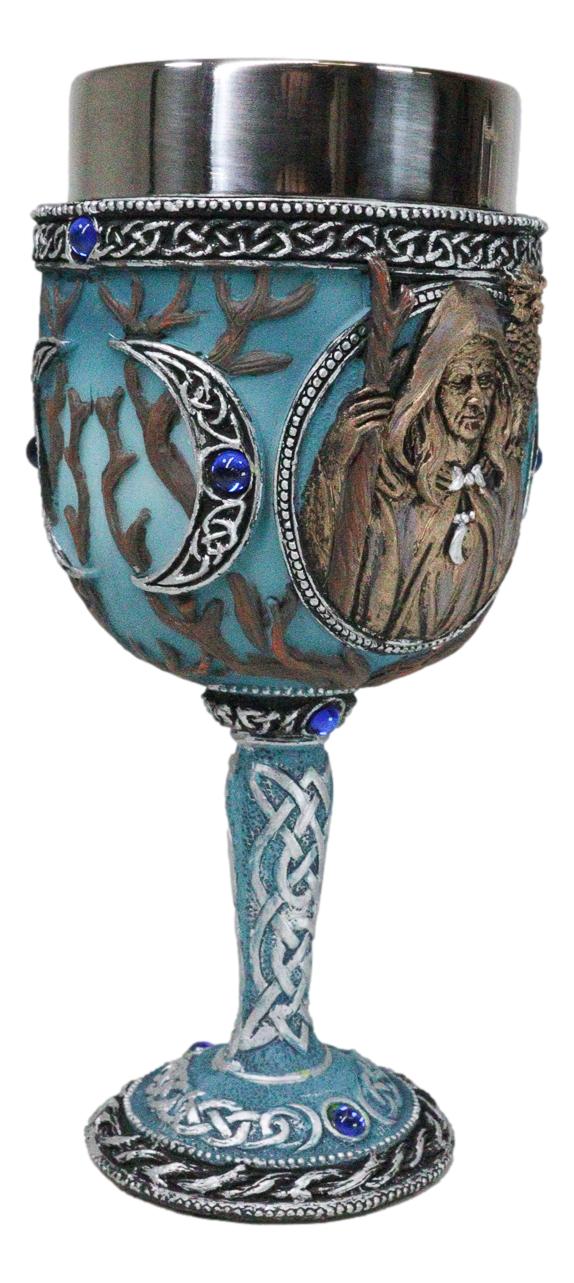 Celtic Knot Triple Moon Goddess Maiden Mother Crone Pagan Wiccan Wine Goblet