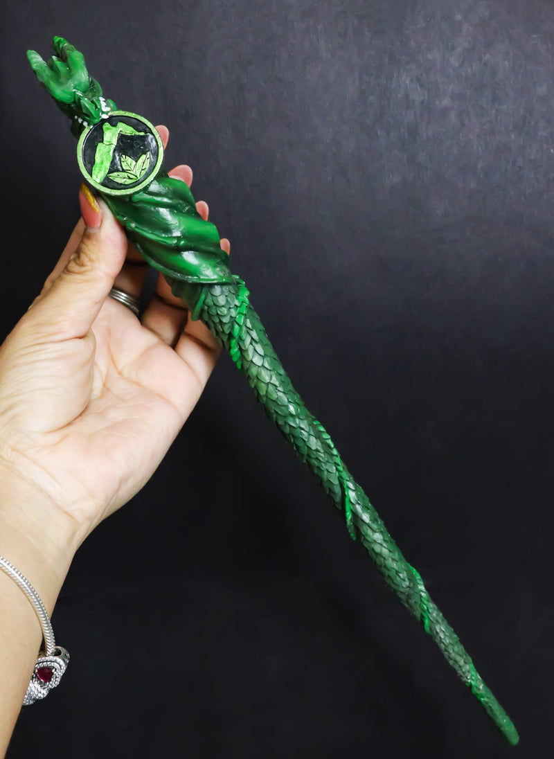 Green Earth Gaia Soul Drake Elemental Dragon Fantasy Cosplay Magic Wand 14" L