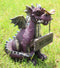 Whimsical Purple Garden Dragon With Butterfly Biting Welcome Plank Sign Figurine