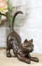 Cast Iron Crouching Feline Kitten Cat With Pointed Tail Ring Holder Figurine