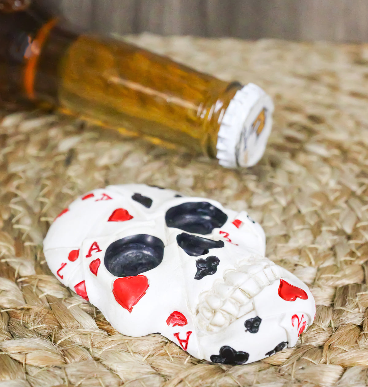 Small Gambling Den Poker Skull Beer Bottle Opener Decor Fridge Magnet