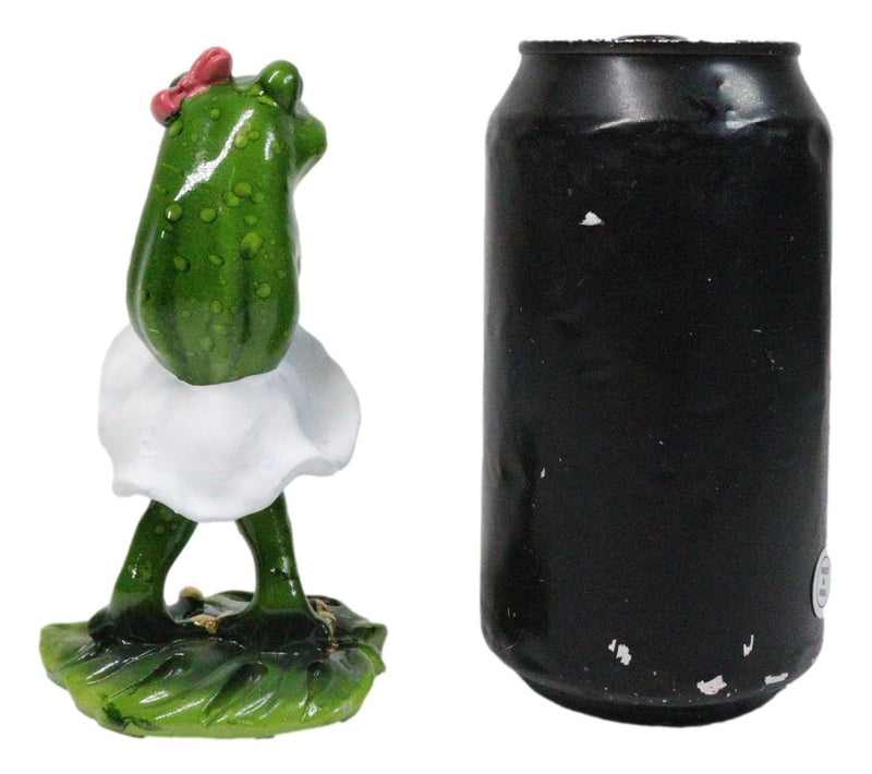 Sexy Lady Marilyn Green Frog with Pink Ribbon and White Cocktail Dress Figurine