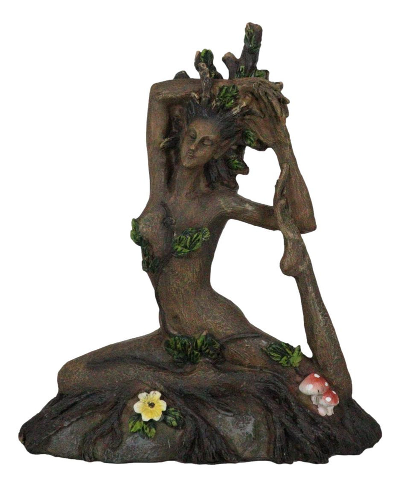 Greenwoman Gaia Dryad Tree Ent Earth Goddess Yoga In Pigeon Pose Zen Figurine