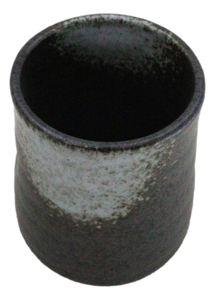 Pack Of 6 Charcoal Grey Tone Hakumu Reactive Glaze Ceramic Yunomi Tea Cups 9oz